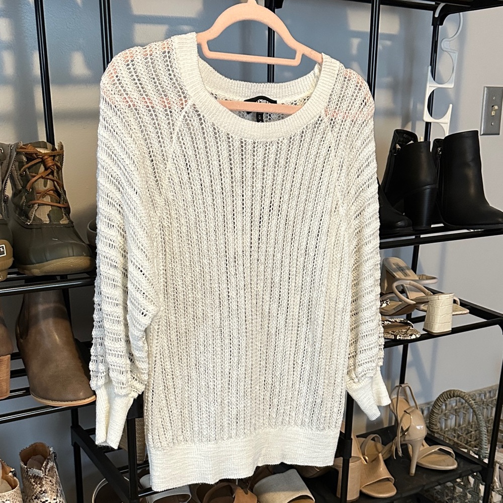 Express Women's Cream Knit Sweater